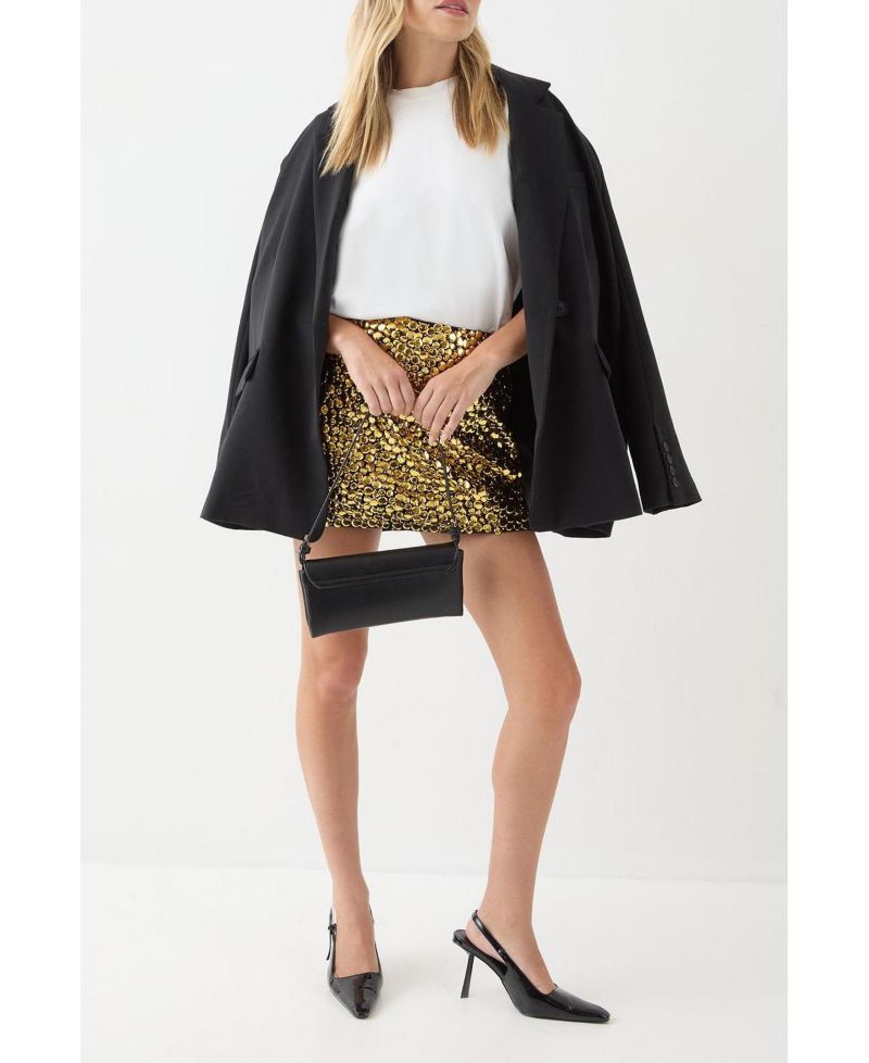 Women's Studded Sequin Embellished Mini Skirt