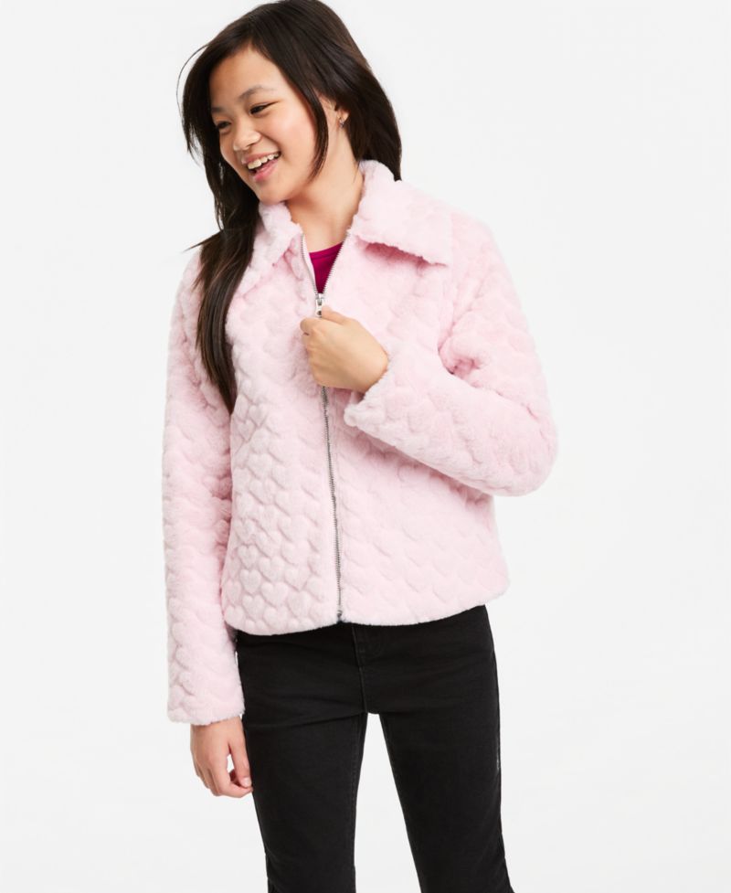 Girls' XS-XL Heart Faux-Fur Jacket