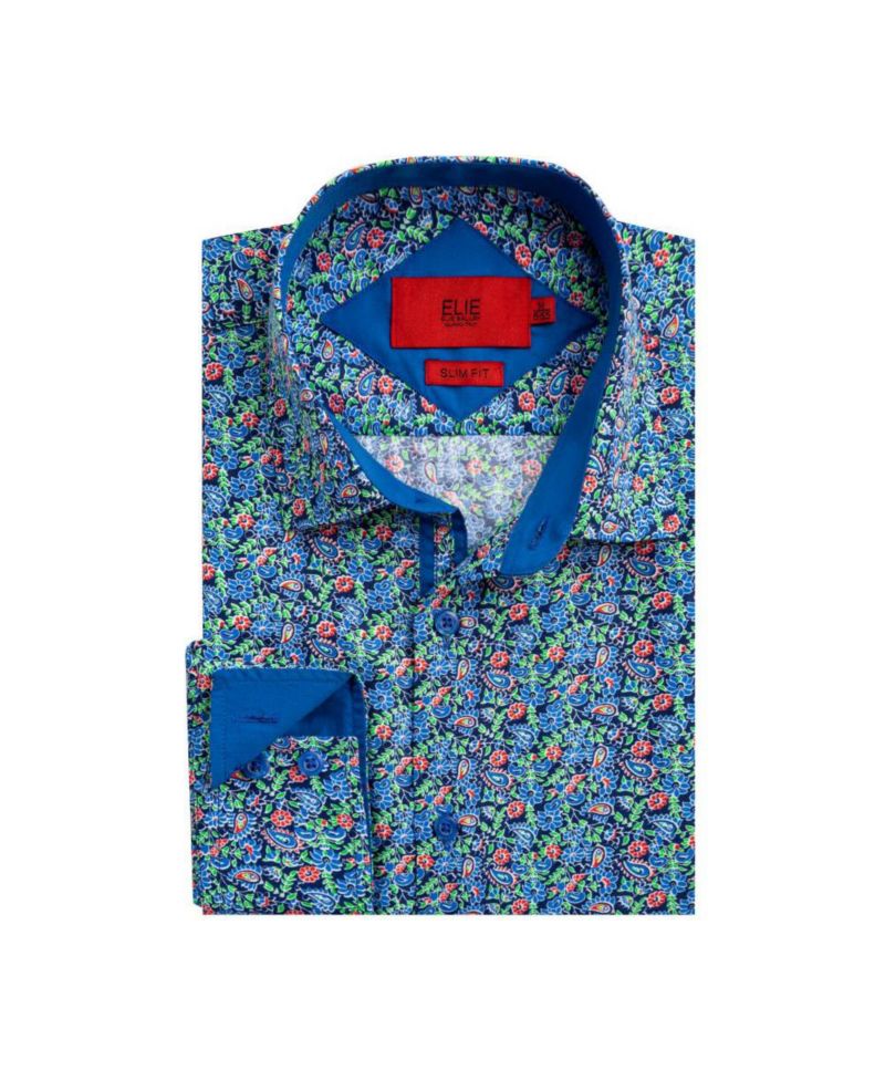 Men's Slim Fit Paisley Print Button-Down Shirt By