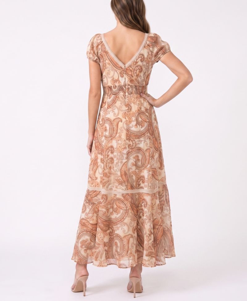 Women's V-Neck Paisley Fit & Flare Dress