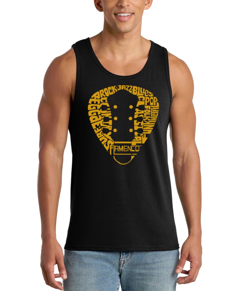 Men's Electric Guitar Neck Circular Word Art Graphic Tank Top