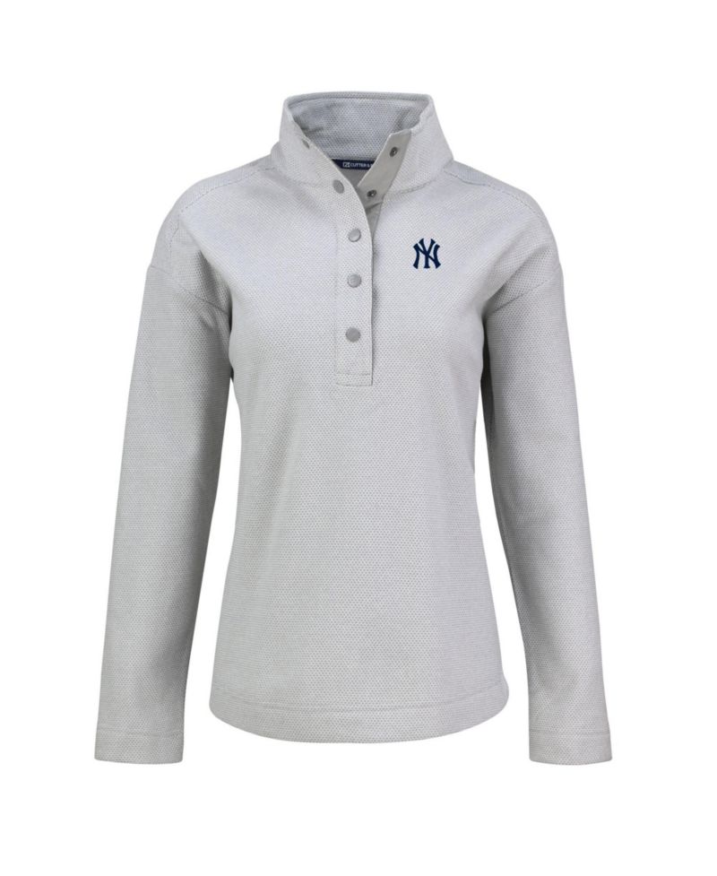 Women's Gray New York Yankees Hunts Point Eco Half-Snap Jacket