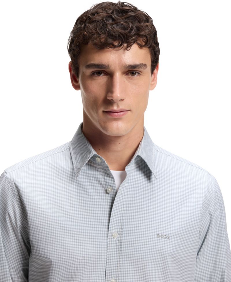 Men's Stretch-Cotton Dobby Regular-Fit Dress Shirt