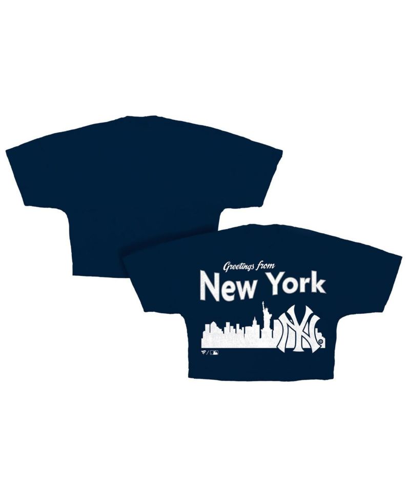 Women's Navy New York Yankees Skyline Crop T-Shirt
