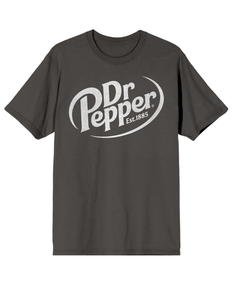 Men's White Logo Adult Charcoal Crew Neck Short Sleeve T-shirt