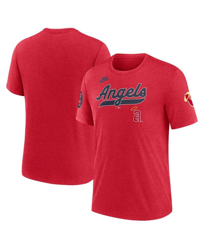 Men's Heather Red California Angels Cooperstown Collection Eras Tri-Blend T-Shirt