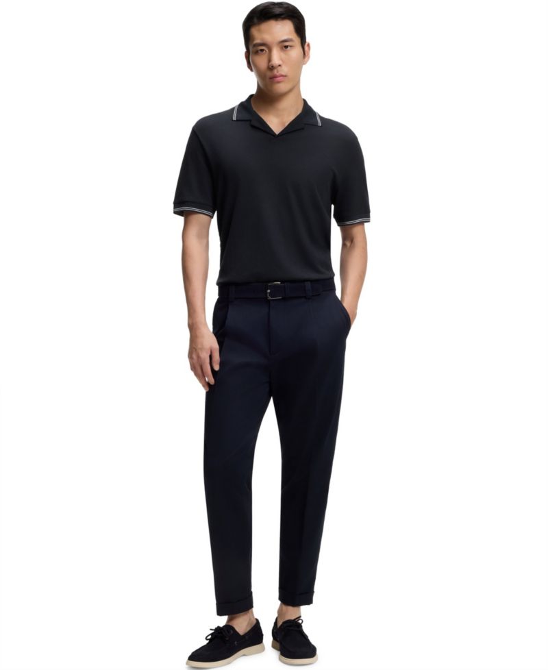 Men's Cotton-Linen Johnny Collar Polo Shirt