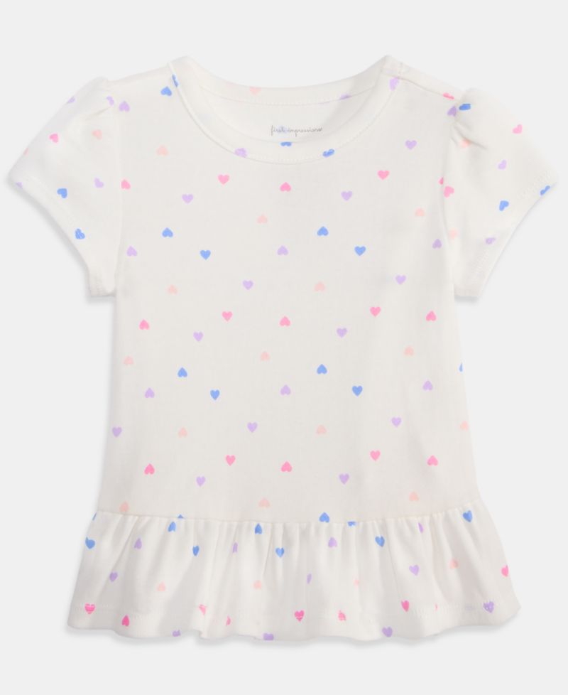 Baby Girls' 3M-24M Mix and Match Heart-Print Peplum T-Shirt
