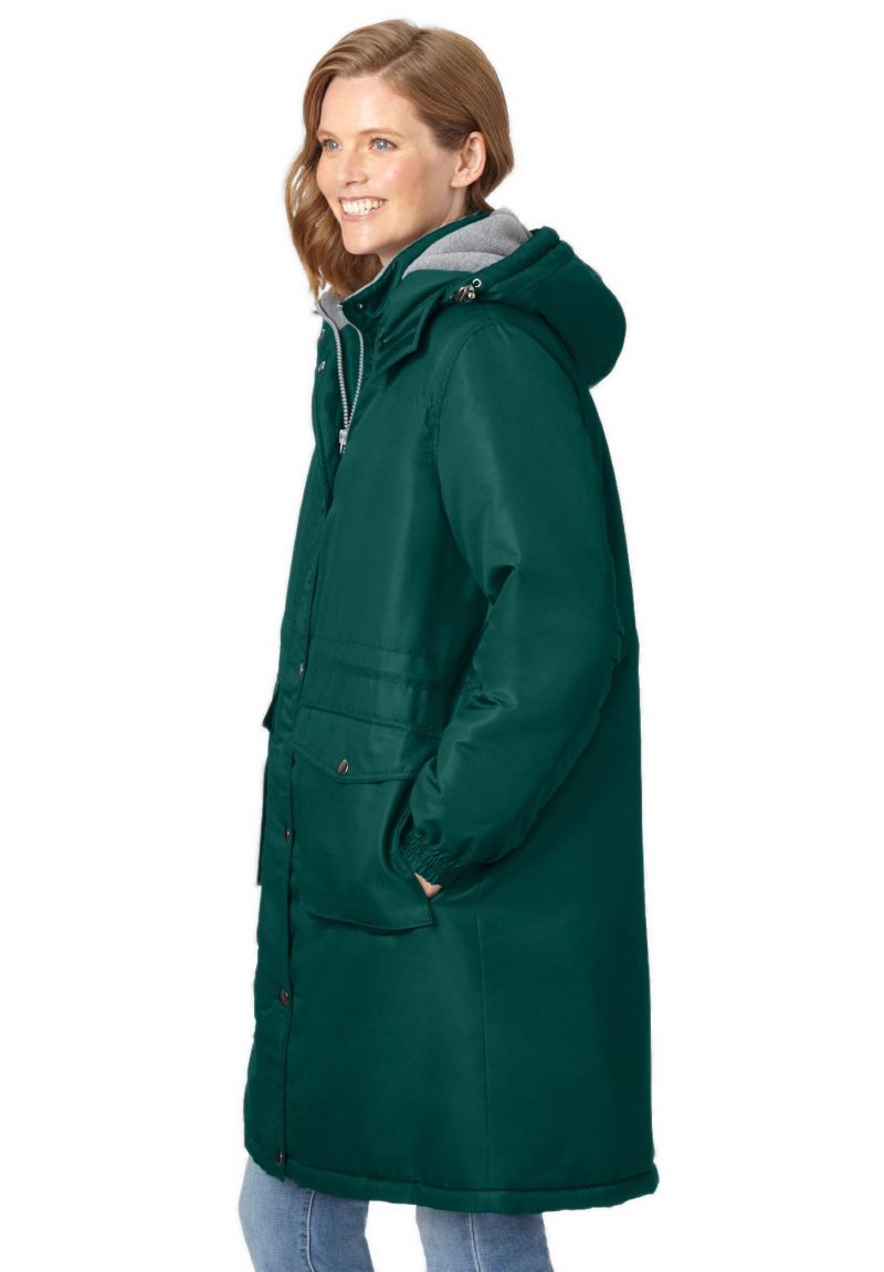 Plus Size Mid-Length Microfiber Parka