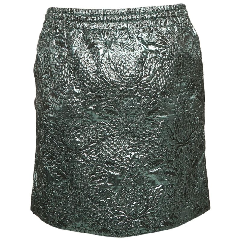 Women's Metallic Blue Patterned Lurex Josa Bis Jac Deluxe Mini Skirt