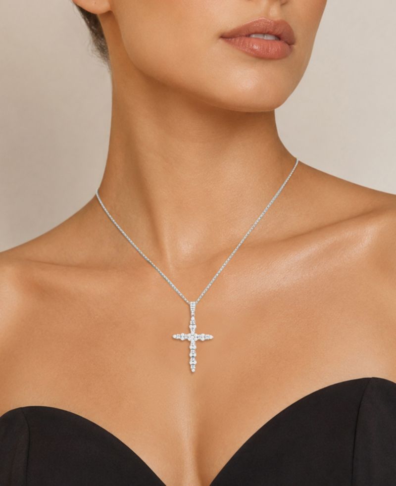 Mixed Cut Cross Pendant Necklace
