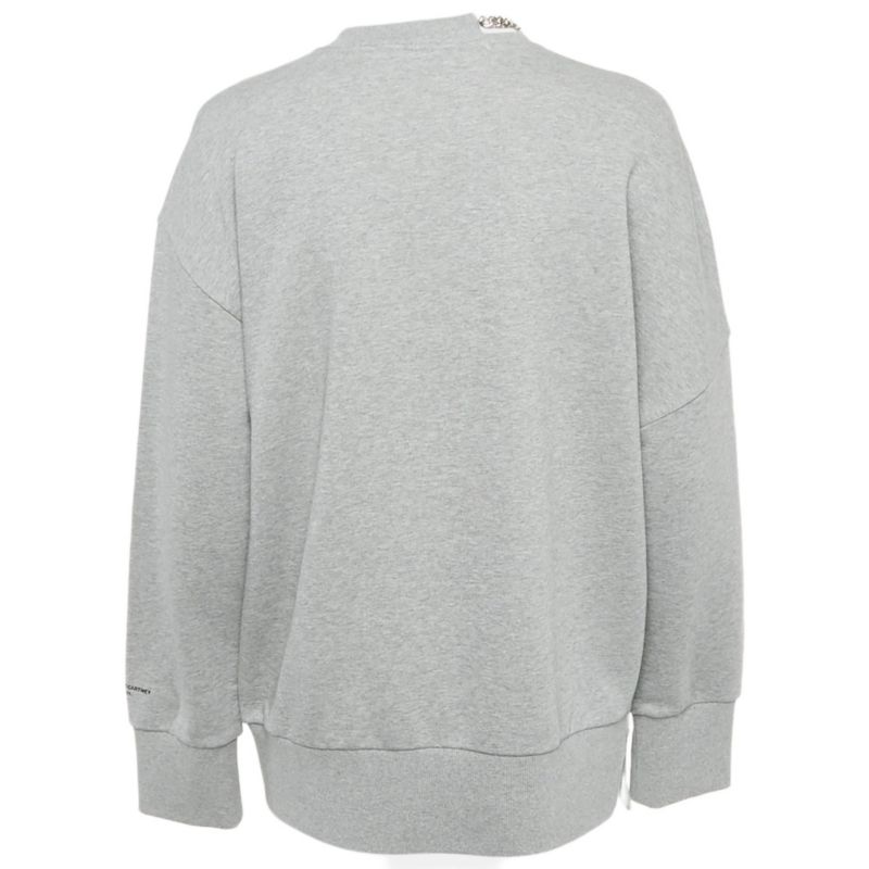 Women's Black Studded Logo Cotton Knit Oversized Sweatshirt