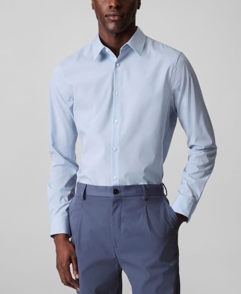 Men's Slim-Fit Supima Stretch Long-Sleeve Button-Front Shirt