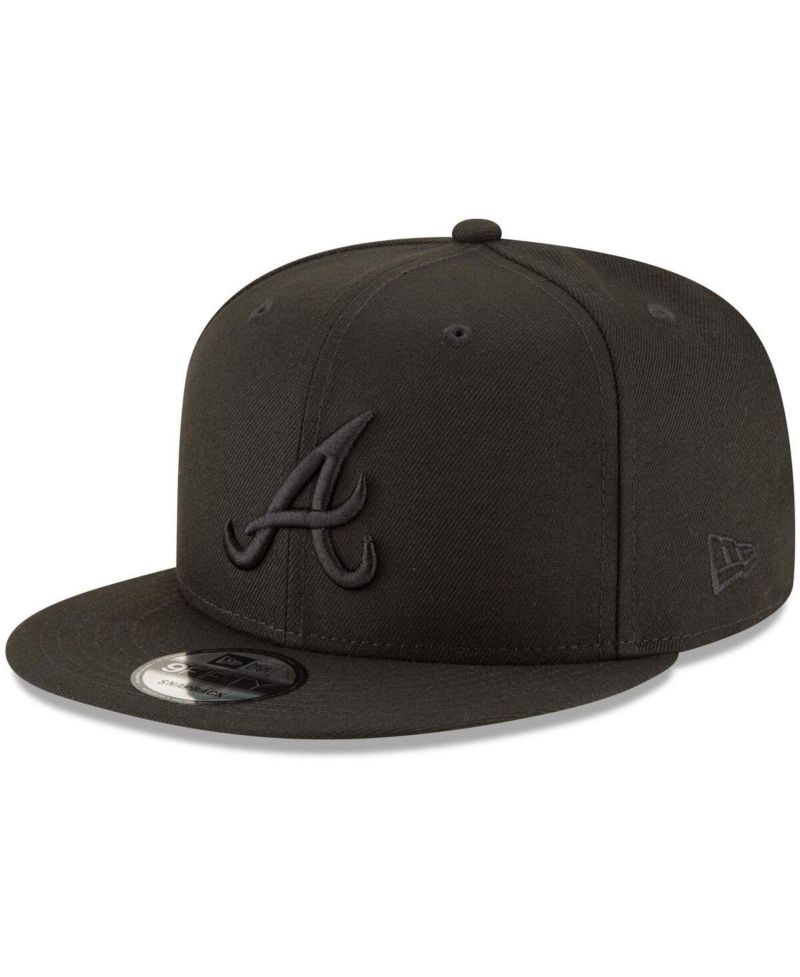 Atlanta Braves Black on Black 9fifty Team Snapback Adjustable Hat - Black