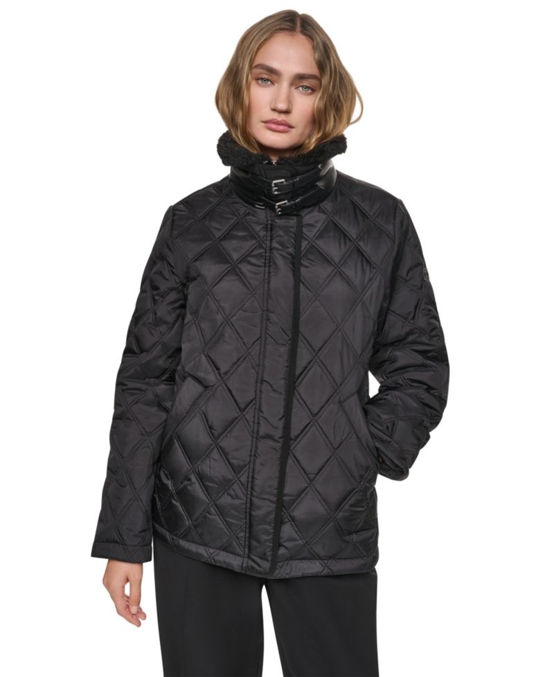Women's Sherpa Collar Diamond-Quilted Coat