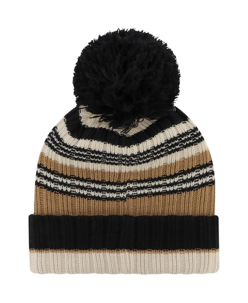 Women's Natural Las Vegas Raiders Barista Cuffed Knit Hat with Pom