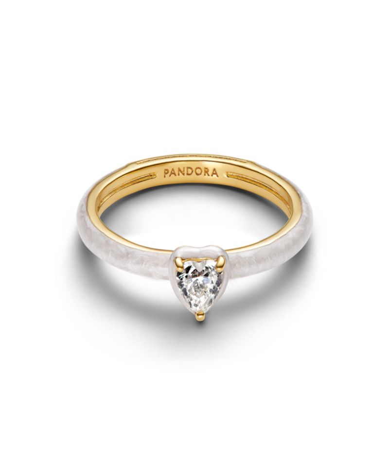 Gold Plated White Chakra Heart Ring