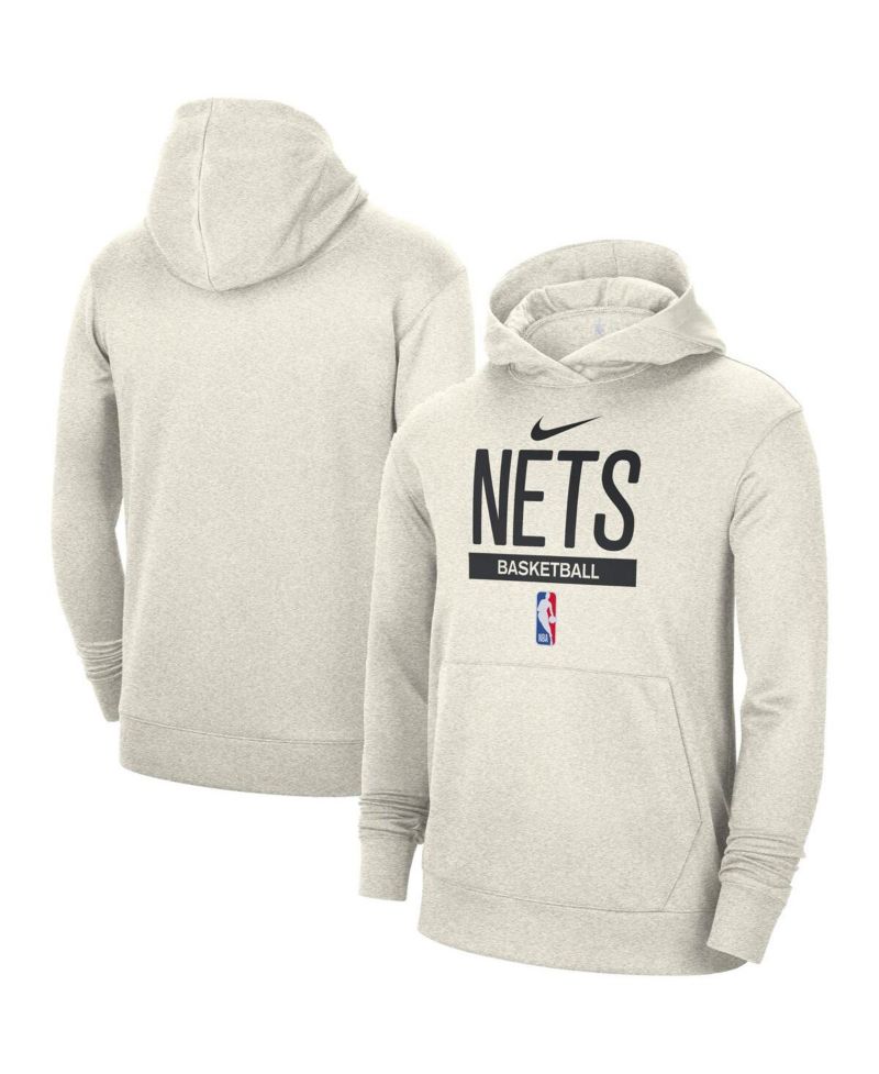 Men's Cream Brooklyn Nets 2022/23 Spotlight On-Court Practice Performance Pullover Hoodie