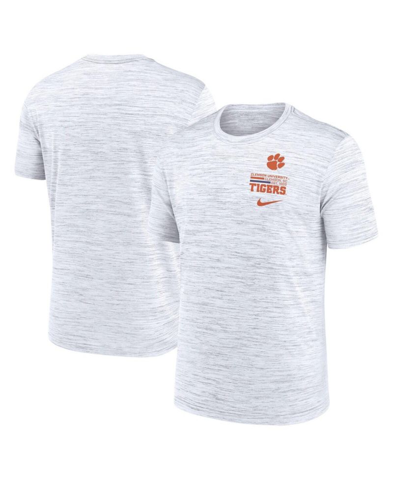 Men's White Clemson Tigers Velocity Stacked Performance T-Shirt