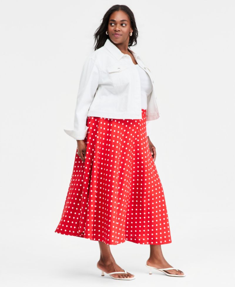 Trendy Plus Size Midi Circle Skirt