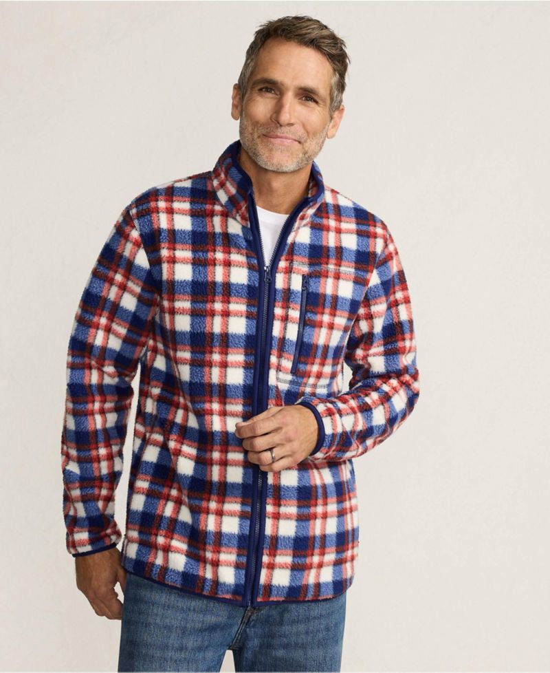 Big & Tall Print Full Zip High Pile Fleece Jacket