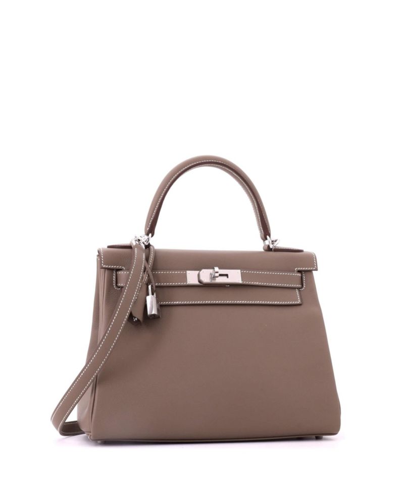 Kelly 28 Handbag Grey Evercolor with Palladium Hardware