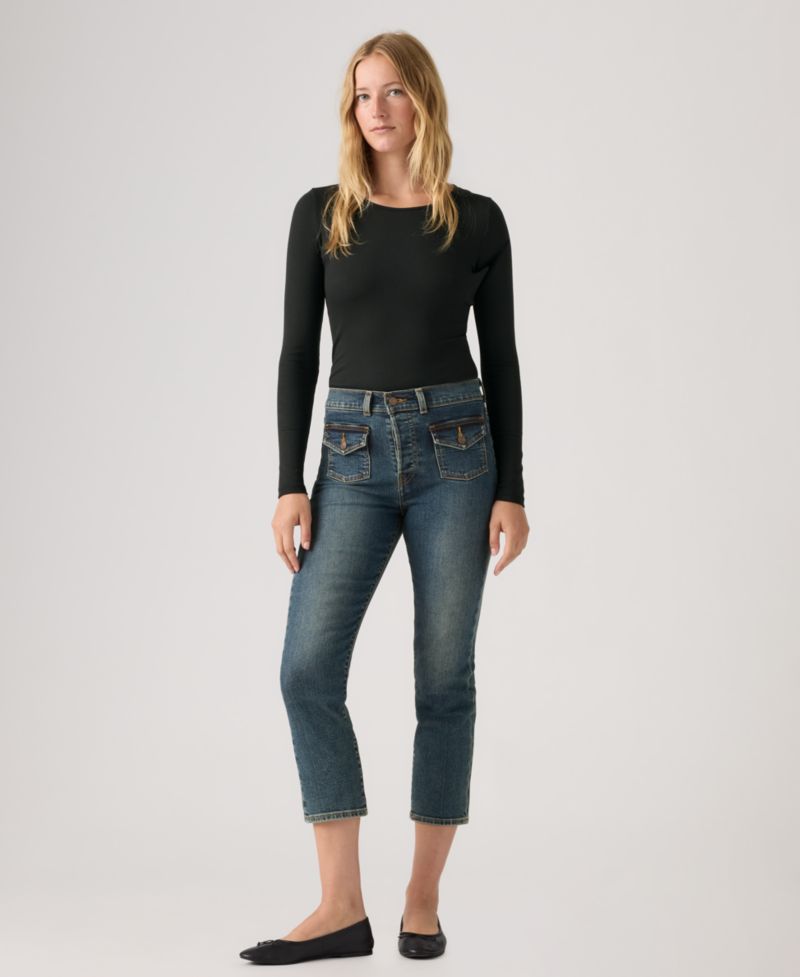 Women's Wedgie Flap Pocket High-Rise Cropped Jeans
