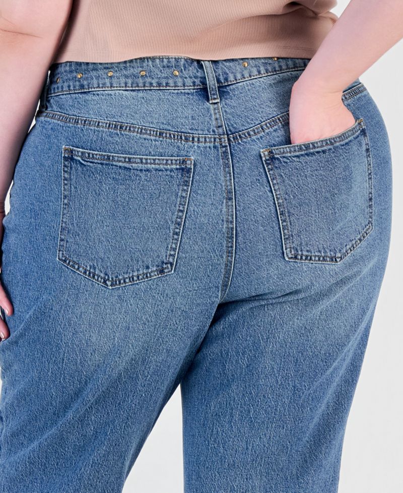 Petite Side Slit Bootcut High-Waisted Jeans