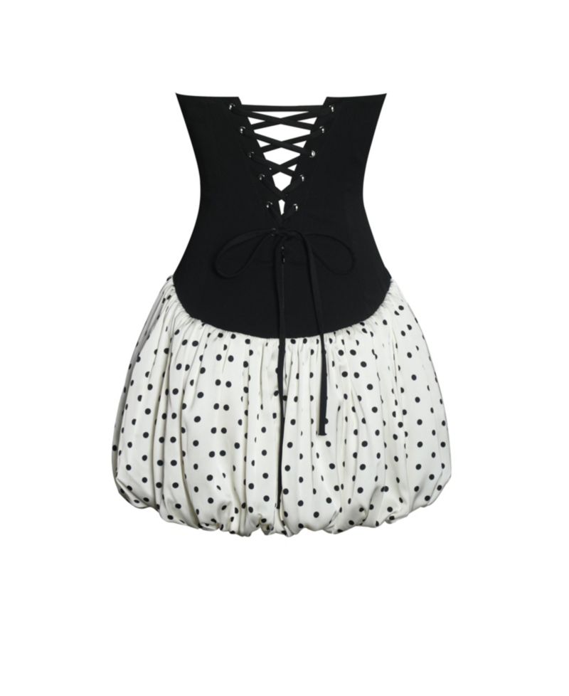 Women's Dahliana Polka Dot Bubble Hem Corset Mini Dress