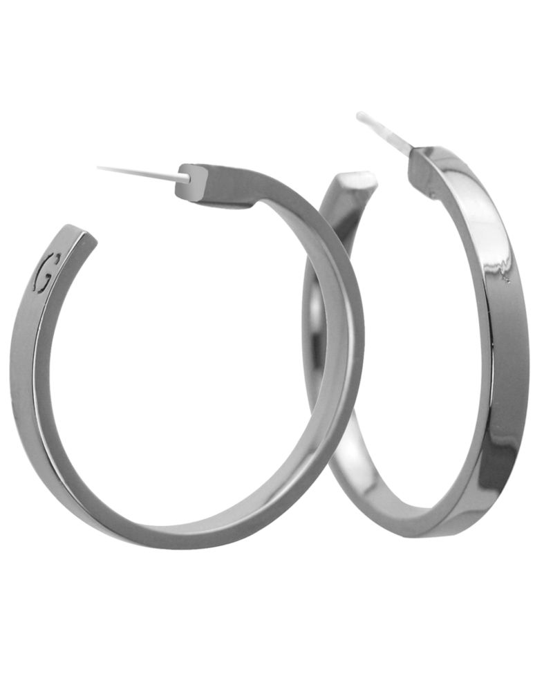 Silver-Tone 1 1/2" Large Hoop Earrings