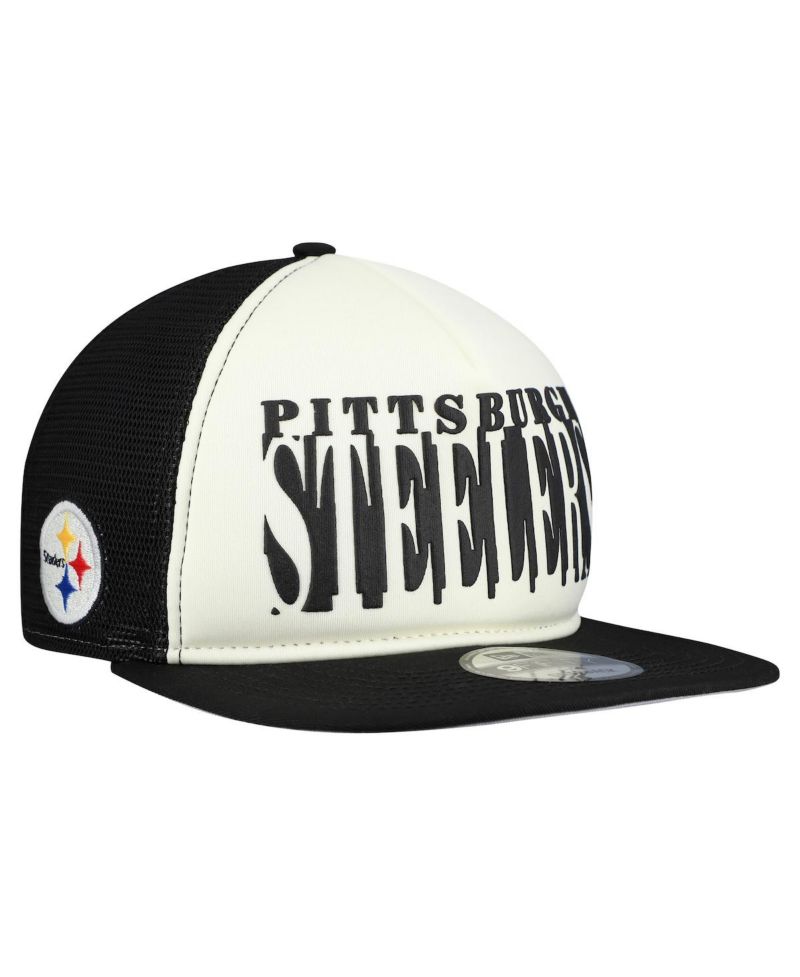 Men's Cream/Black Pittsburgh Steelers Cutout A-Frame 9FIFTY Snapback Hat