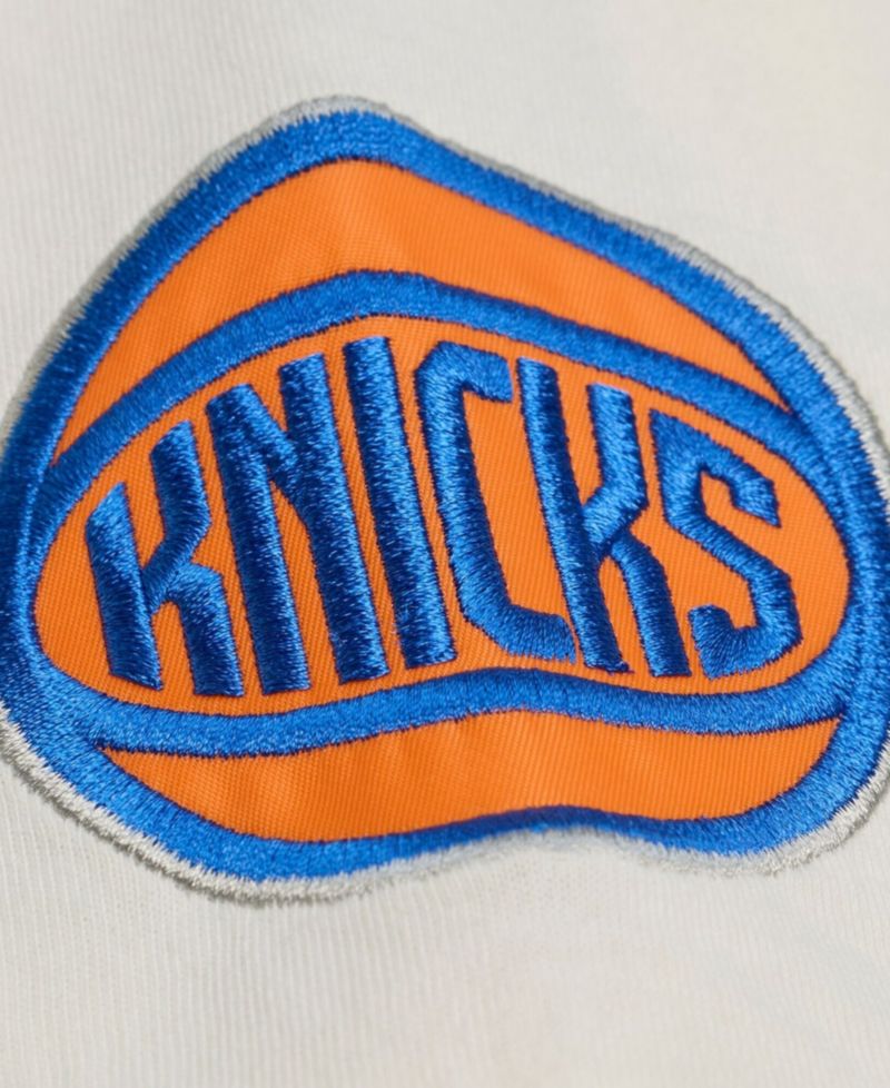 Men's Cream New York Knicks Hardwood Classics Chainstitch Premium T-Shirt