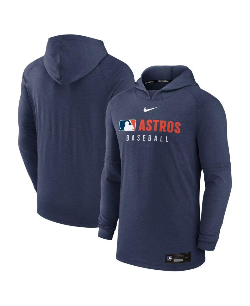 Men's Heather Navy Houston Astros Authentic Collection Tri-Blend Performance Pullover Hoodie