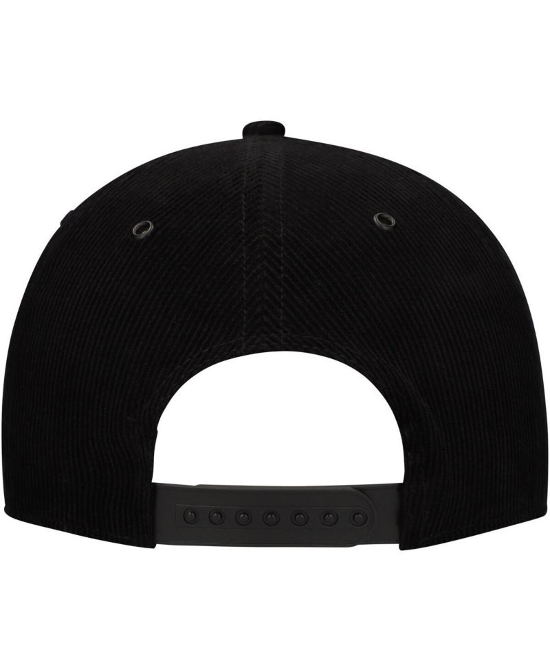 Men's Black Pittsburgh Penguins Corduroy Chain Stitch Adjustable Hat