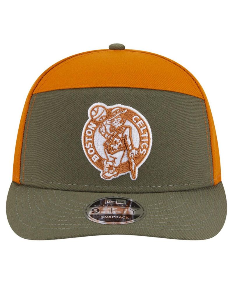 Men's Olive/Burnt Orange Boston Celtics Two-Tone Color Pack Split Panel 9FIFTY Adjustable Hat