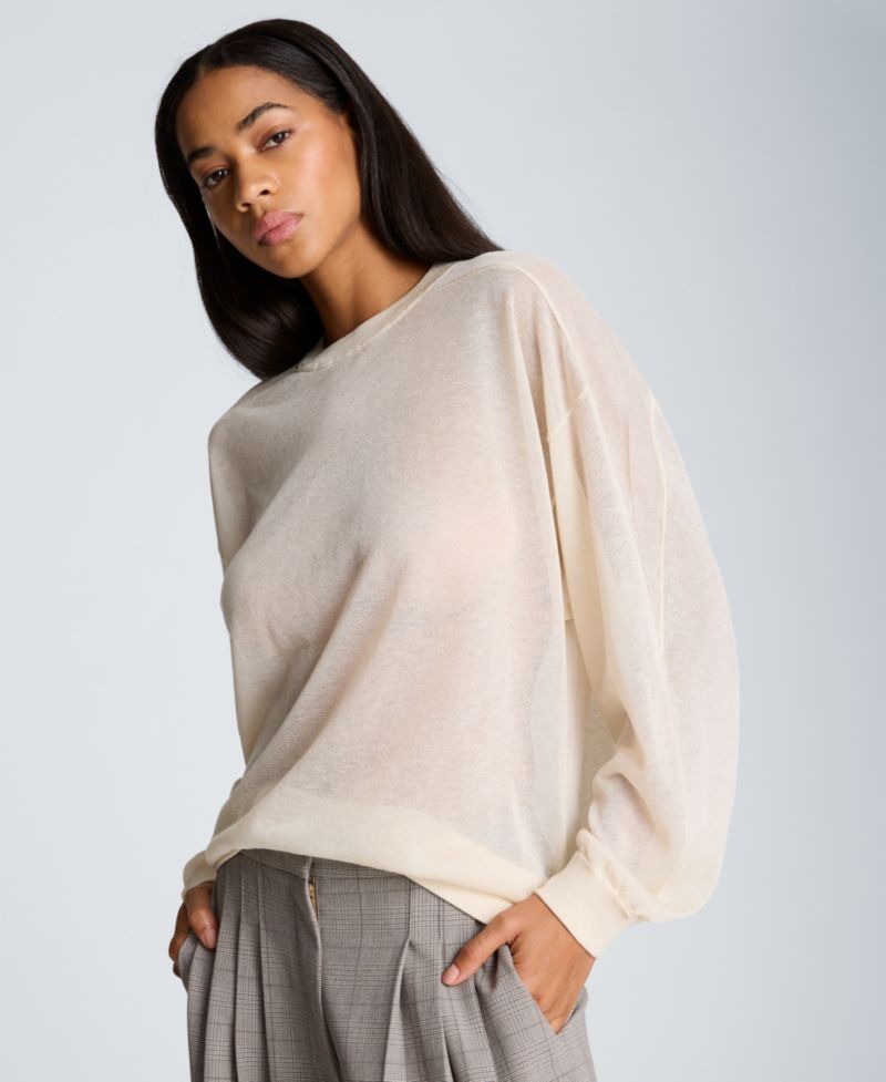 Women's Oversized-Sheer Crewneck Sweatshirt
