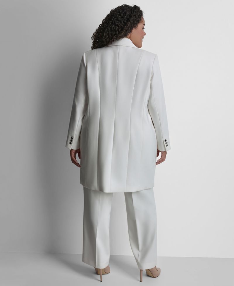 Plus Size Notch Collar Buttoned Jacket
