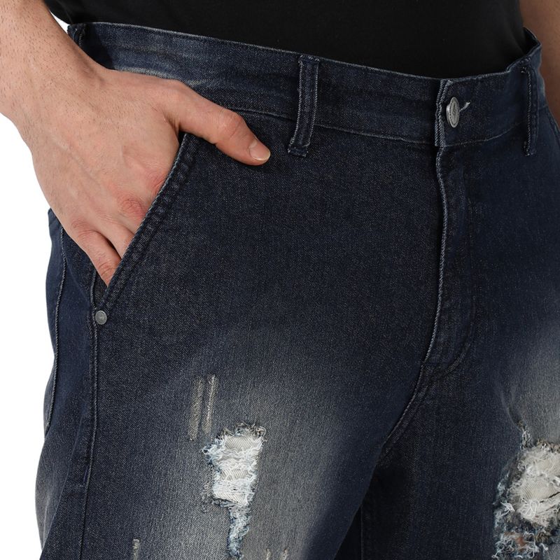 Men's Ripped Dark-Wash Denim Jeans