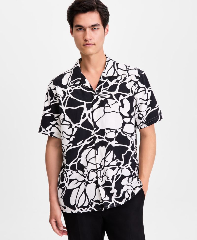Men's Short-Sleeve Paperweight Floral Shirt, Macy's Exclusive
