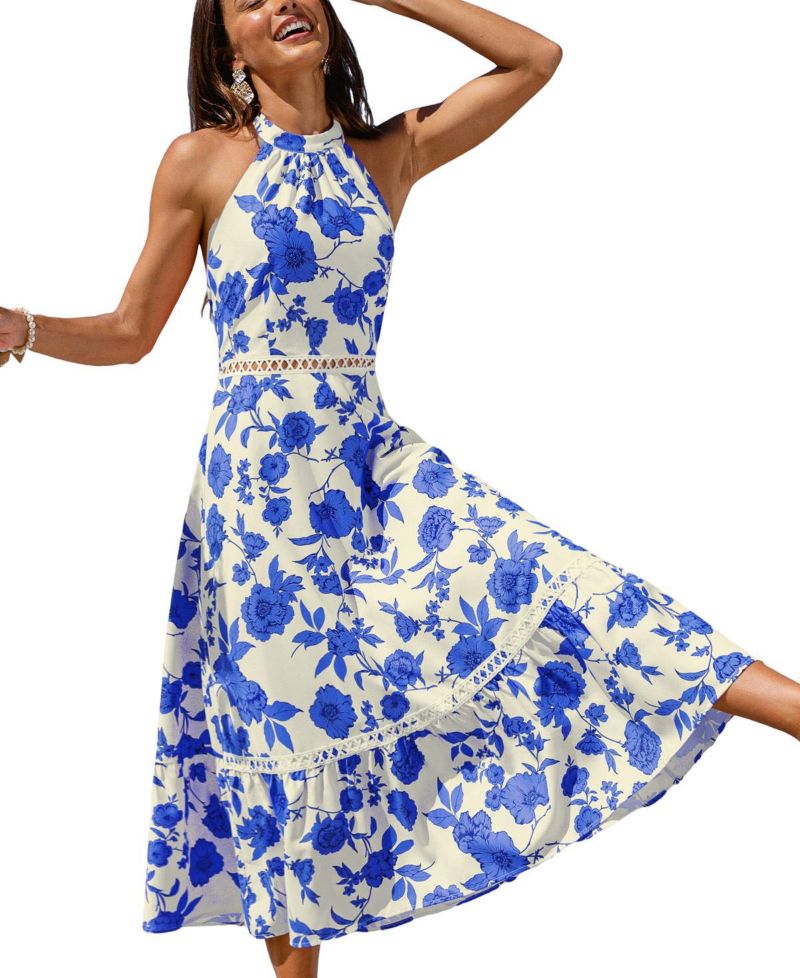 Women's Halter Neck Pull-On Occasion Dress, Unlined