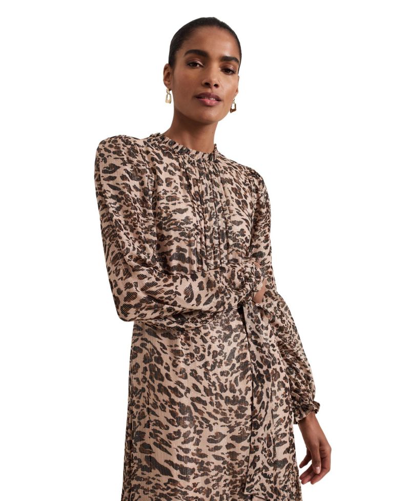 Women's Eve Leopard-Print Long-Sleeve Midi Dress