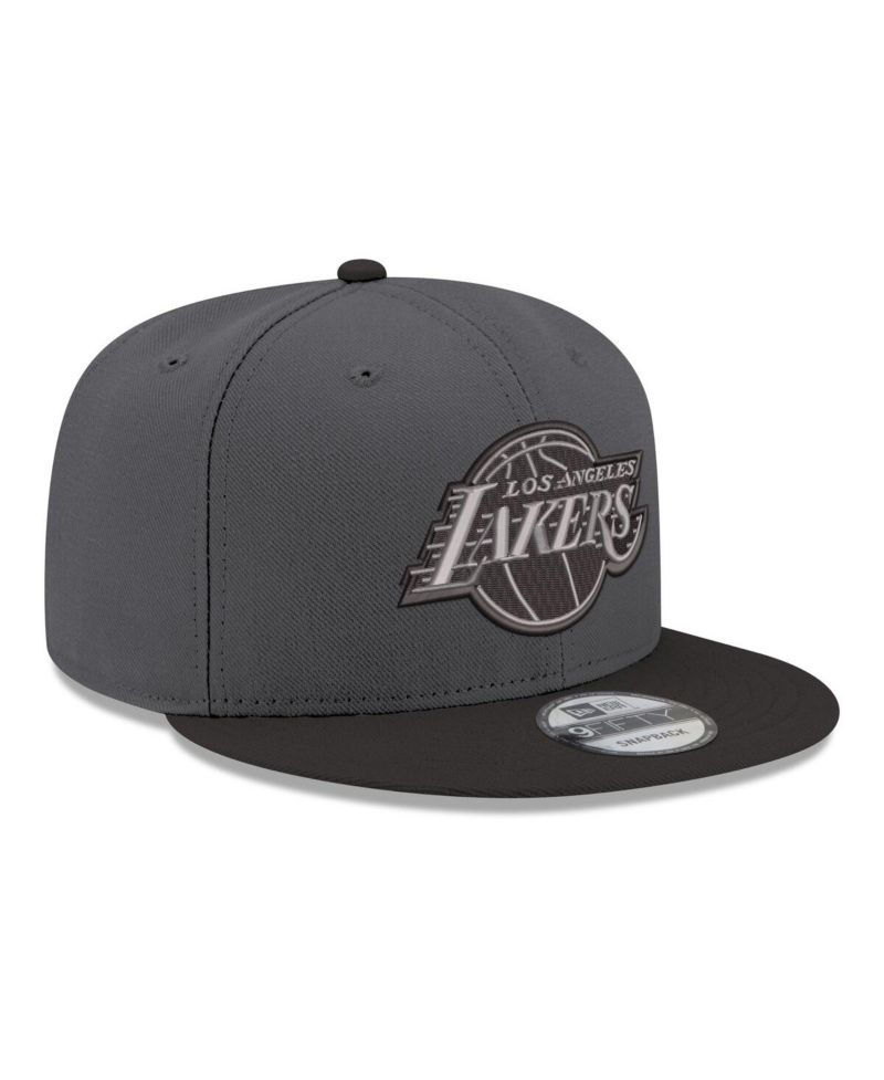 Men's Gray/Black Los Angeles Lakers Logo 2-Tone 9FIFTY Snapback Hat