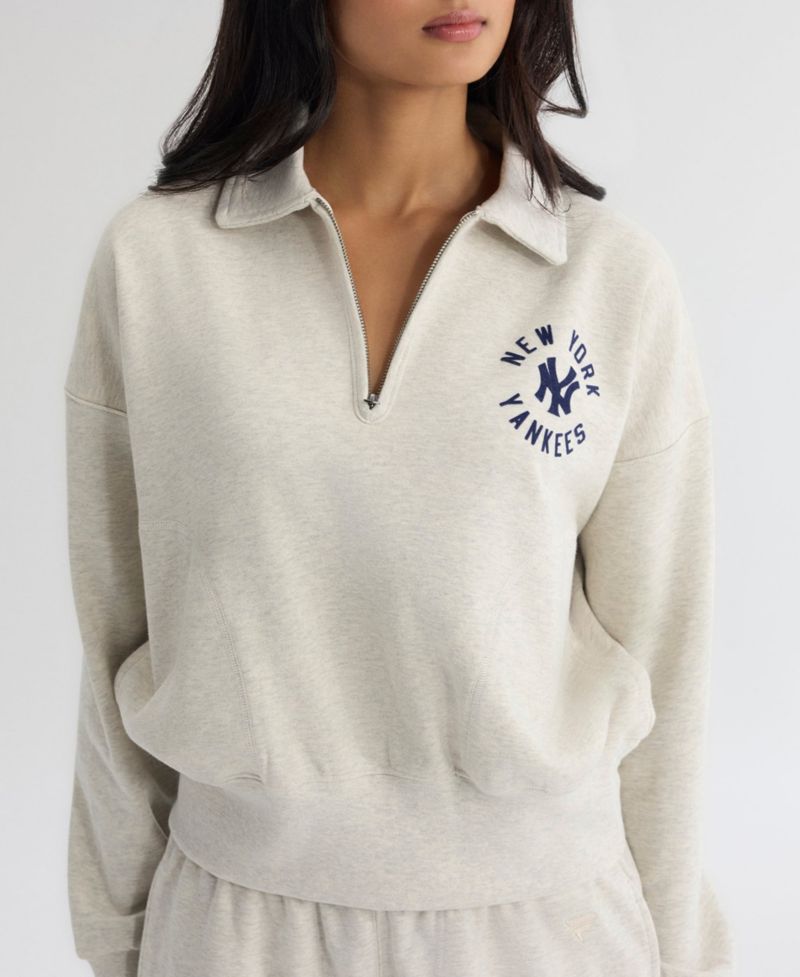 Women's New York Yankees Iconic Terry Quarter-Zip Cropped Sweatshirt
