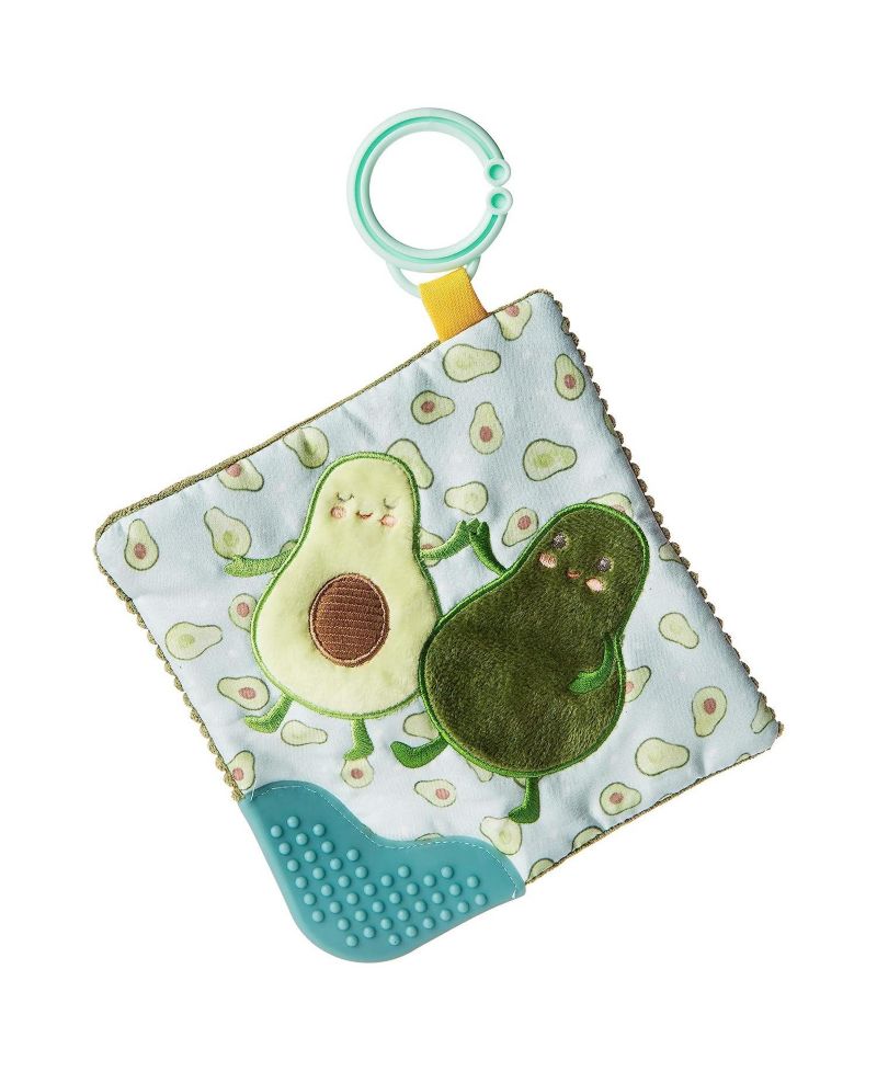 Crinkle Teether Toy with Baby Paper and Squeaker, Yummy Avocado