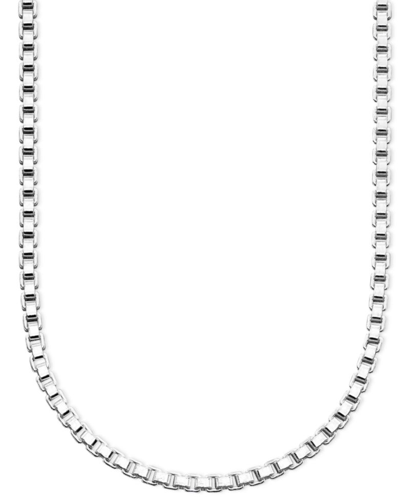 Box Link 18"-30" Chain Necklace in In Sterling Silver