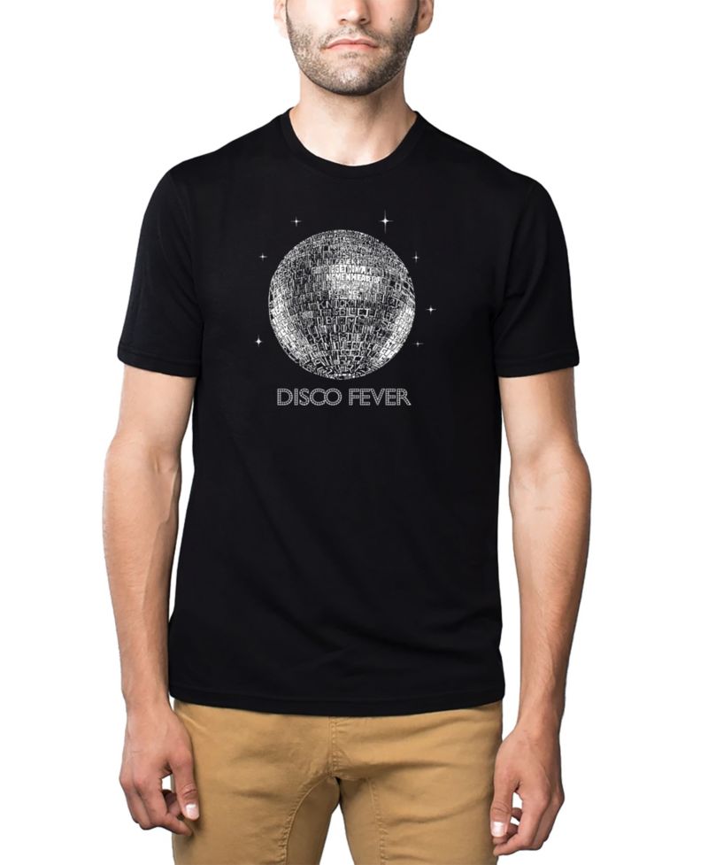 Men's Cotton/Poly Blend Word Art Disco Ball T-shirt