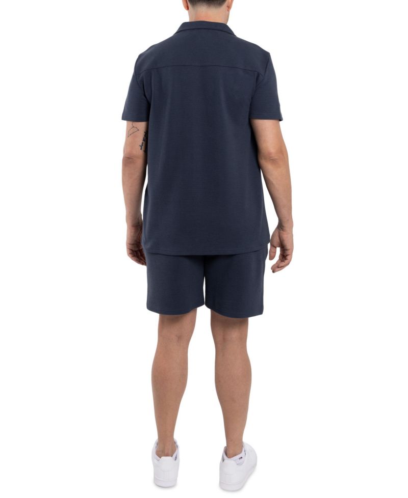 Men's Camp Collar Short Sleeve Textured Button-Up Shirt