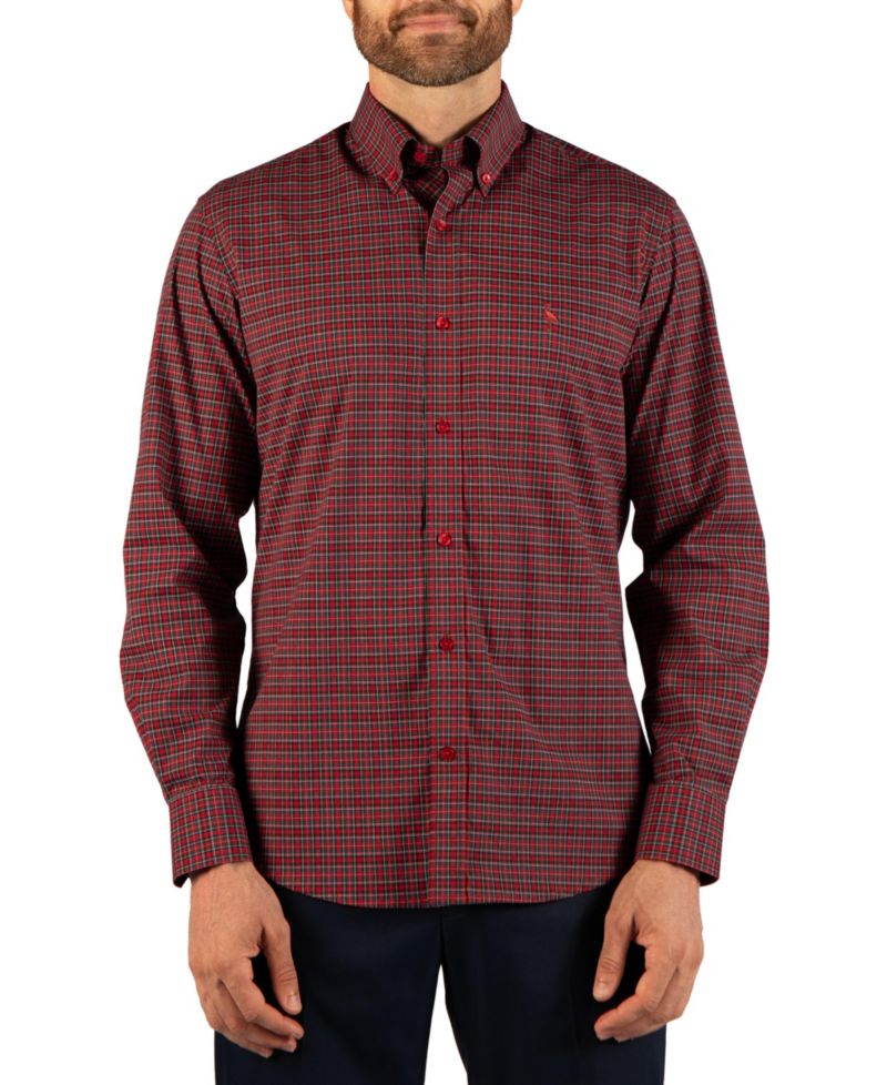 Men's Holiday Mini Tartan Long-Sleeve Shirt