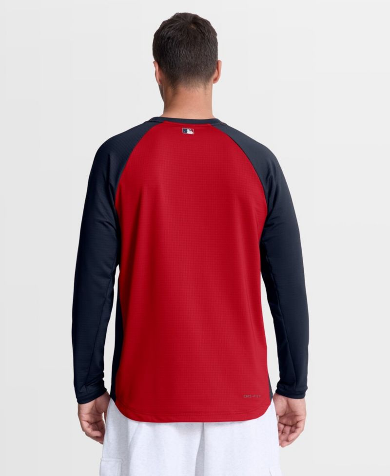 Men's Red Atlanta Braves Authentic Collection Raglan Dri-FIT Sweatshirt