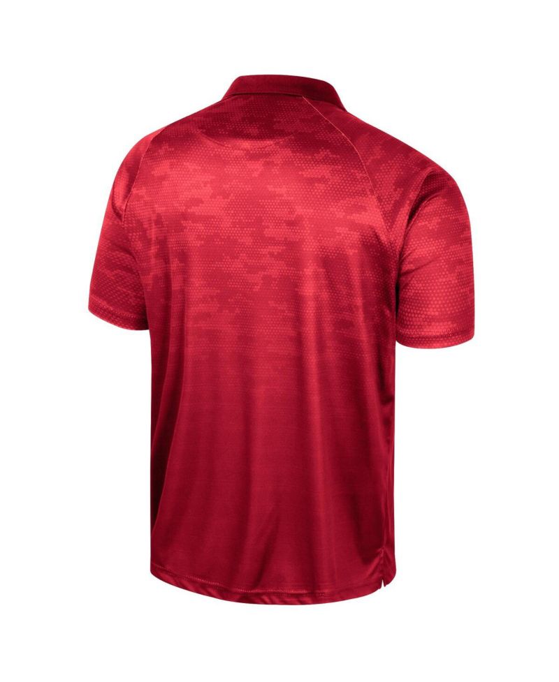 Men's Red Wisconsin Badgers Honeycomb Raglan Polo Shirt